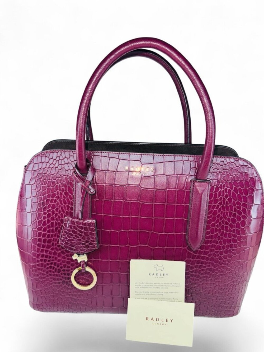 RADLEY London Medium Ziptop Bag Purse Tote Handbag Alligator Leather Merlot